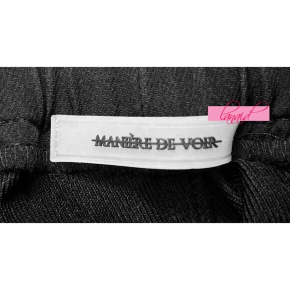 Maniere De Voir Cargo Pants Marble Matte Chain Black High-Rise Waist Edgy Gothic - Picture 8 of 10